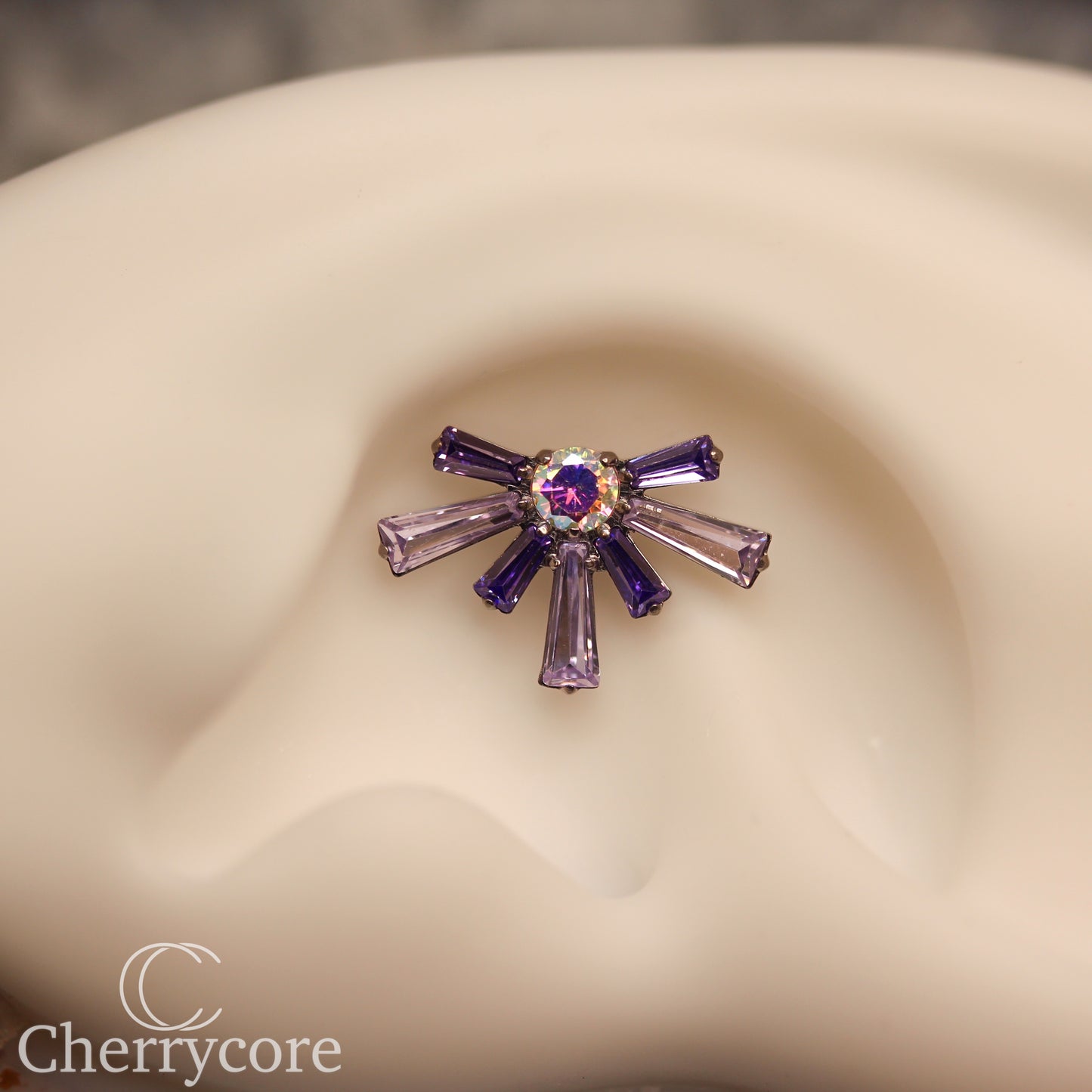 Super Nova- Amethyst  &  Lilac CZ- Titanium Threaded attachment