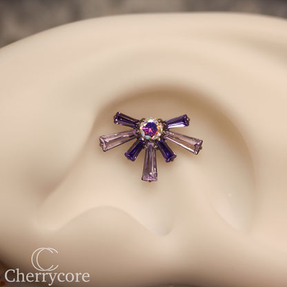 Super Nova- Amethyst  &  Lilac CZ- Titanium Threaded attachment