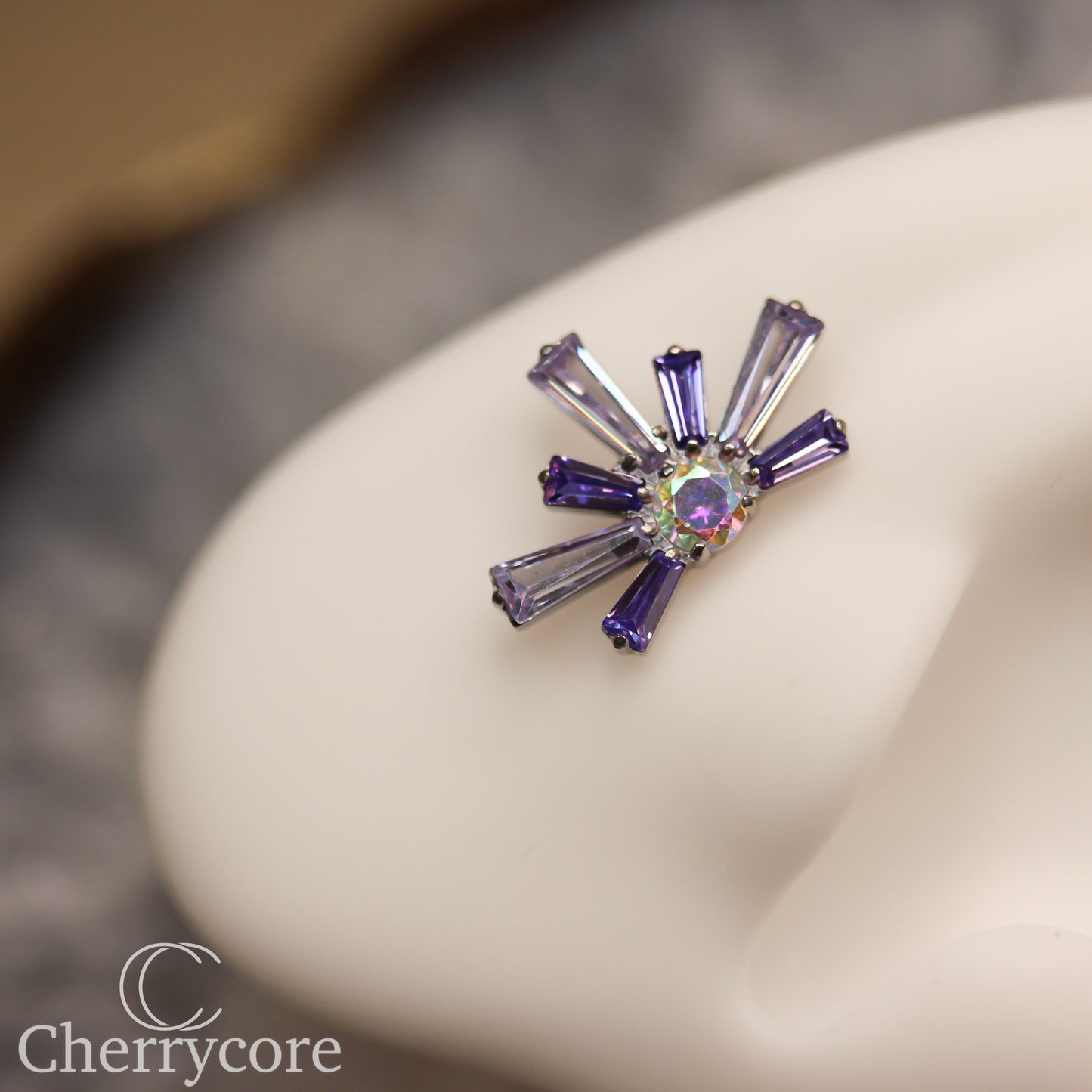Super Nova- Amethyst  &  Lilac CZ- Titanium Threaded attachment