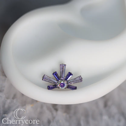 Super Nova- Amethyst  &  Lilac CZ- Titanium Threaded attachment