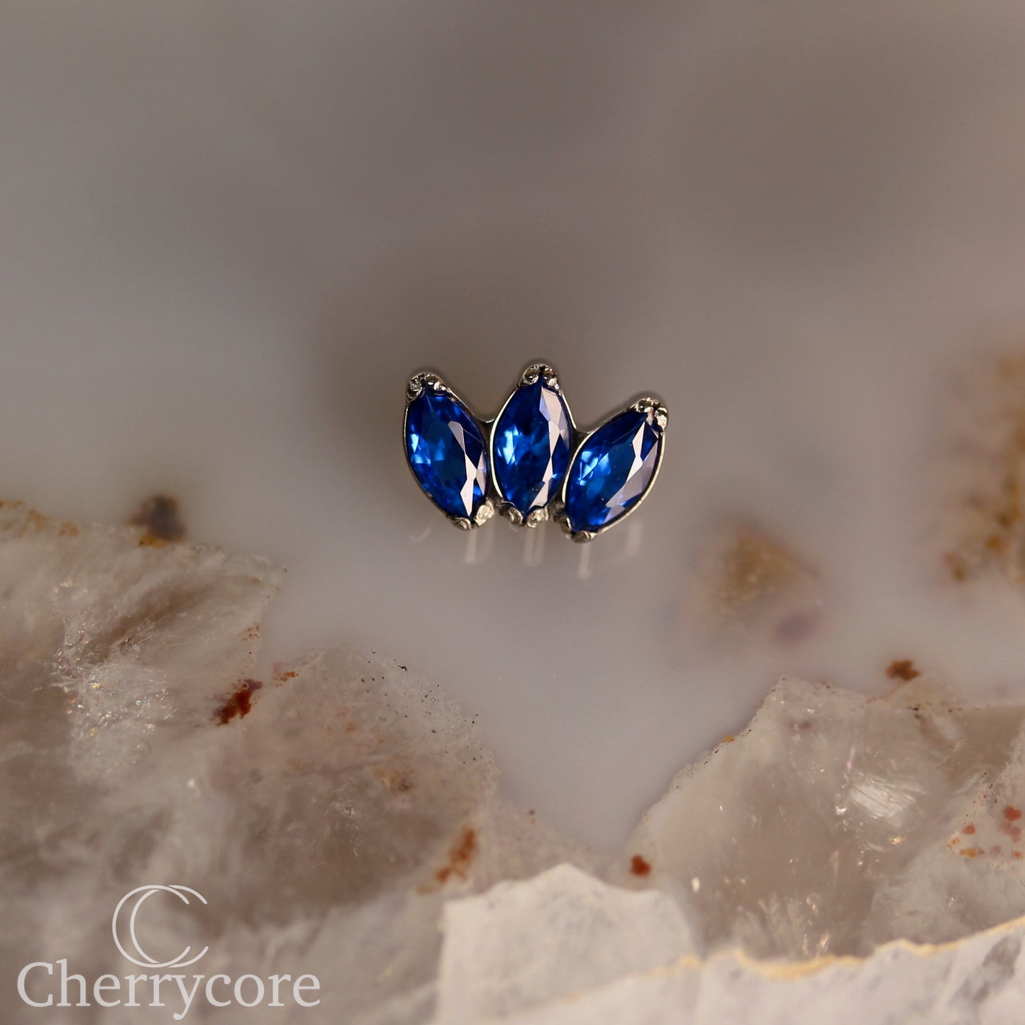 Mini Marquise Fan Sapphire CZ - Titanium Threaded Attachment
