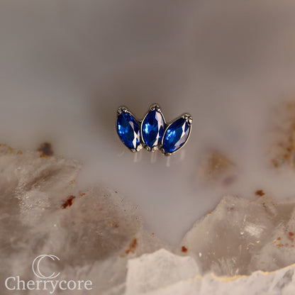 Mini Marquise Fan Sapphire CZ - Titanium Threaded Attachment