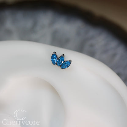 Mini Marquise Fan -Aqua CZ - Titanium Threaded Attachment