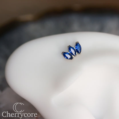 Mini Marquise Fan Sapphire CZ - Titanium Threaded Attachment