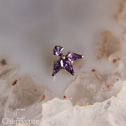 Lyra - Amethyst CZ- Titanium Threaded attachment