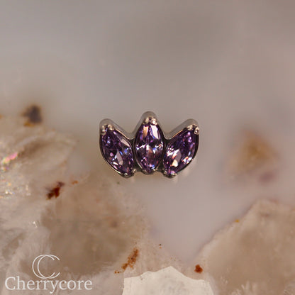 Mini Marquise Fan -Amethyst CZ - Titanium Threaded Attachment