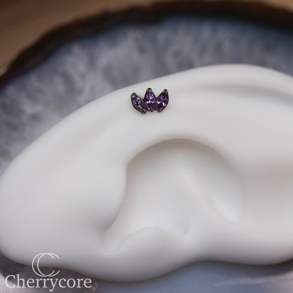 Mini Marquise Fan -Amethyst CZ - Titanium Threaded Attachment
