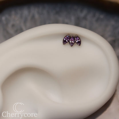 Mini Marquise Fan -Amethyst CZ - Titanium Threaded Attachment