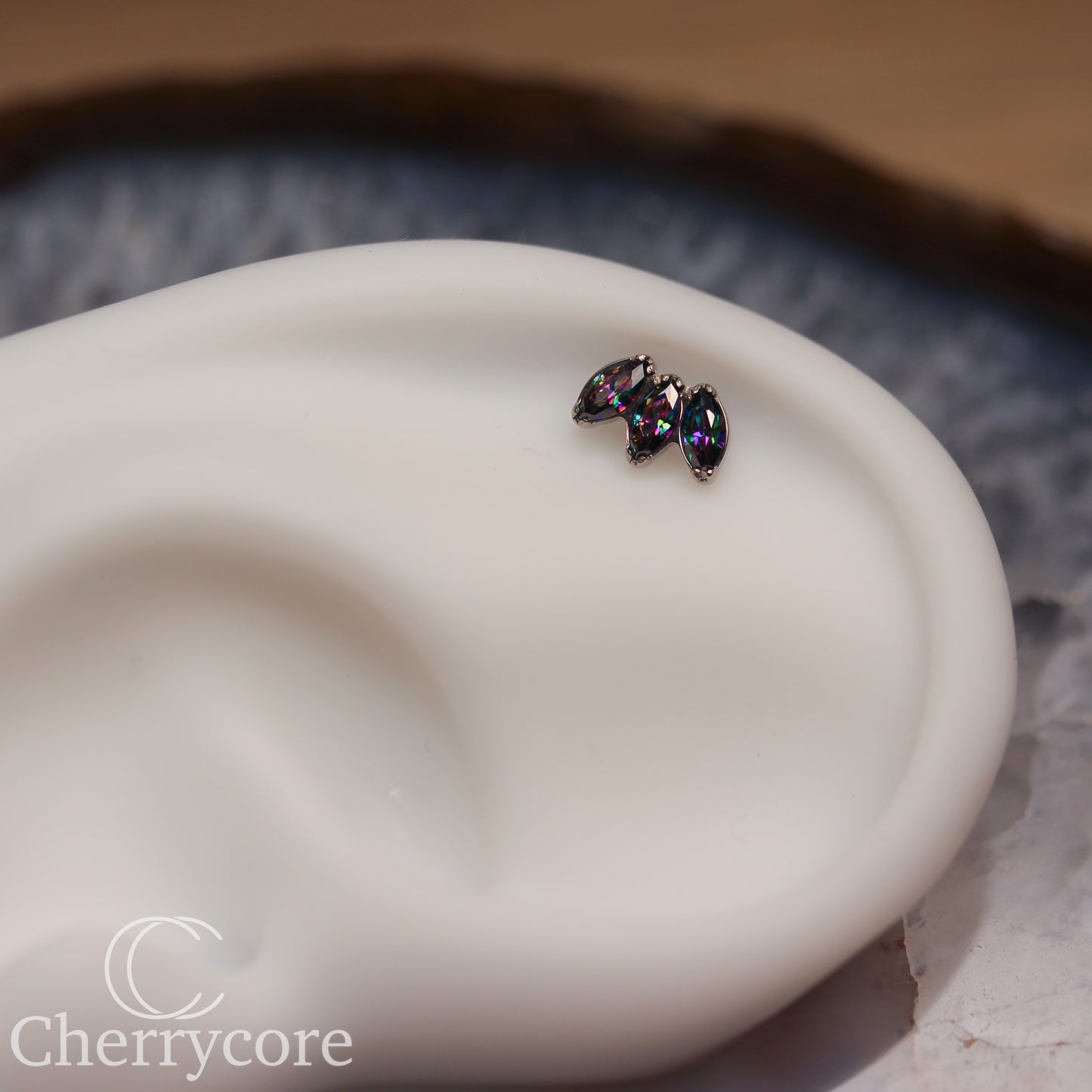 Mini Marquise Fan Paradise Shine CZ - Titanium Threaded Attachment