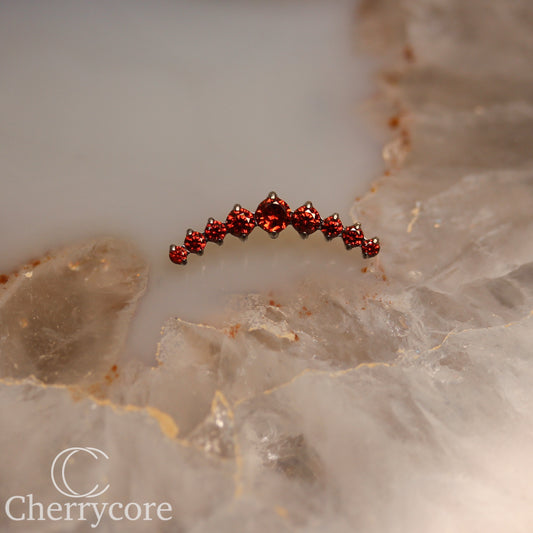 Prong Set Garnet CZ 9 Gem Arc- Threaded attachment