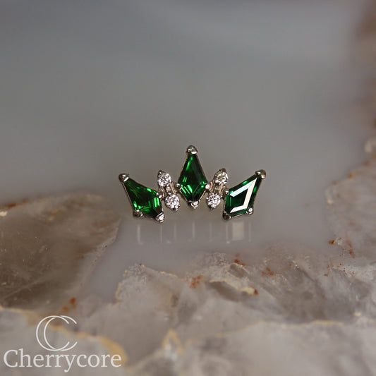 Empress Arc- Emerald CZ & CZ- Threaded attachment