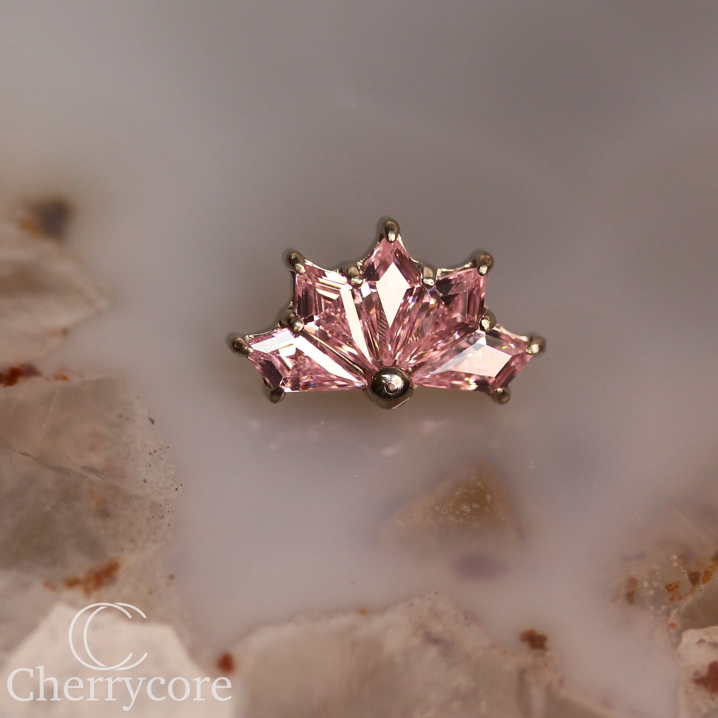 Kite Fan-Titanium-Pink CZ- Threaded attachment