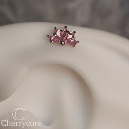 Kite Fan-Titanium-Pink CZ- Threaded attachment