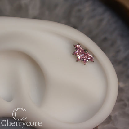 Kite Fan-Titanium-Pink CZ- Threaded attachment