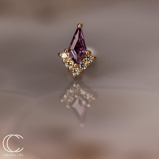 14k- Aurora Point- Amethyst CZ -Threadless attachment