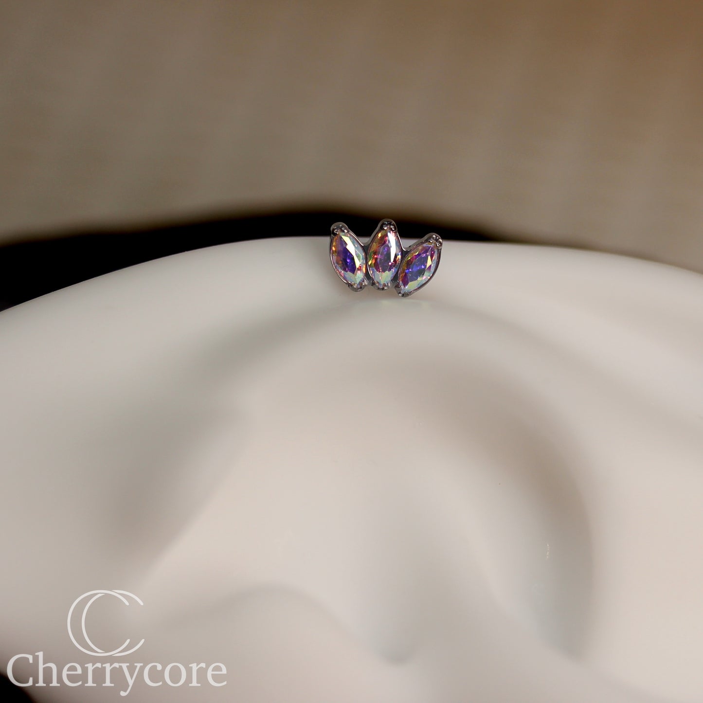 Mini Marquise Fan -Aurora Borealis CZ - Titanium Threaded Attachment