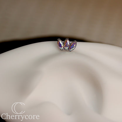 Mini Marquise Fan -Aurora Borealis CZ - Titanium Threaded Attachment