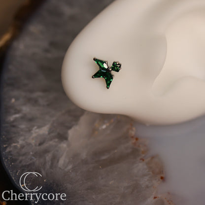 Lyra - Emerald CZ- Titanium Threaded attachment