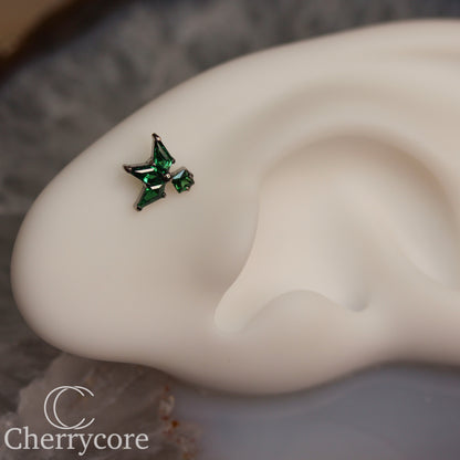 Lyra - Emerald CZ- Titanium Threaded attachment