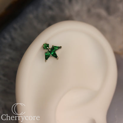 Lyra - Emerald CZ- Titanium Threaded attachment