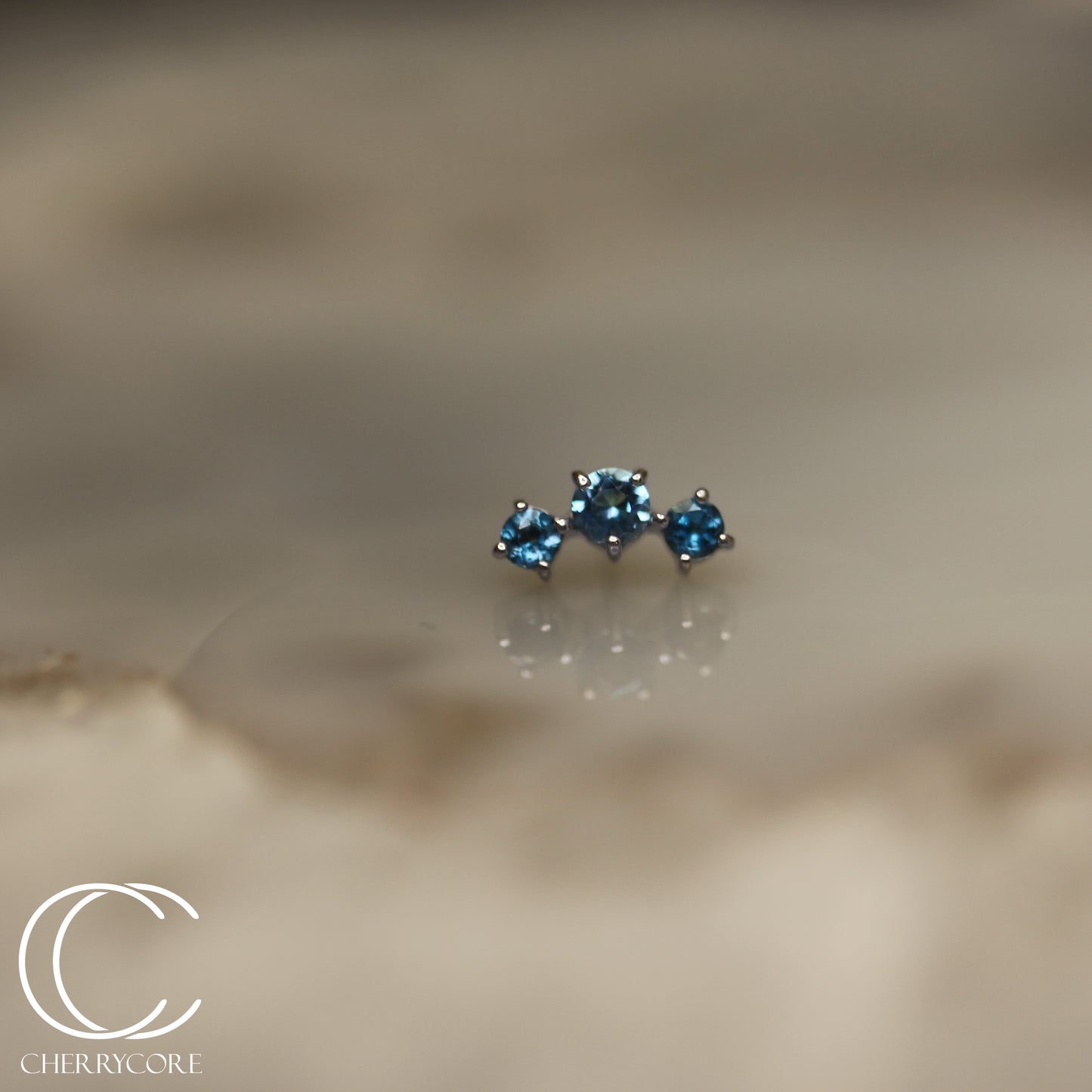 Three Sisters- London Blue Topaz- Threadless Attachment