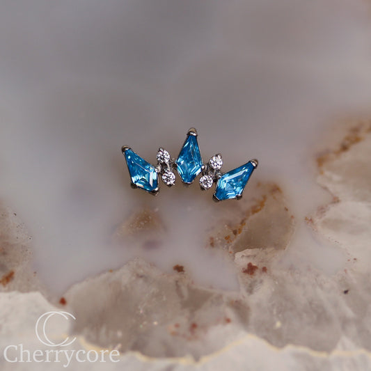 Empress Arc- Aqua & CZ- Threaded attachment