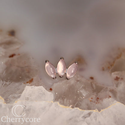 Mini Marquise Fan -Rose Quartz - Titanium Threaded Attachment