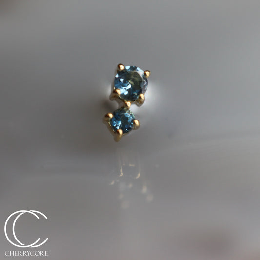Bebe - Genuine London Blue Topaz- 14k  Gold Threadless Attachment