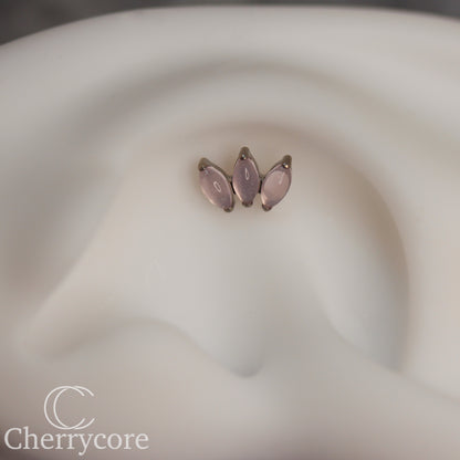 Mini Marquise Fan -Rose Quartz - Titanium Threaded Attachment