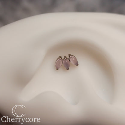 Mini Marquise Fan -Rose Quartz - Titanium Threaded Attachment