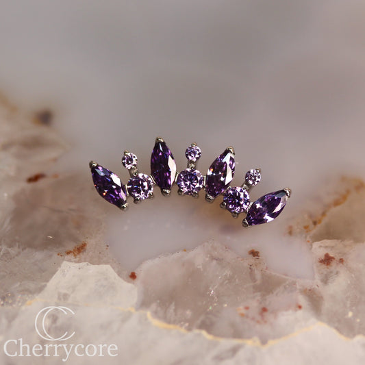 Alternating Marquise & Brilliant Cut Arc  - Amtheyts -CZ- Threaded attachment