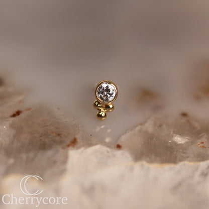 Lab Diamond Bezel Tribead Duo- 14k Yellow Gold- Threadless Attachment
