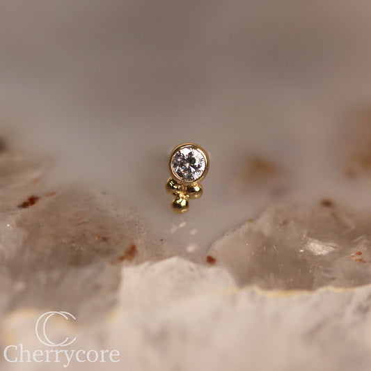 Lab Diamond Bezel Tribead Duo- 14k Yellow Gold- Threadless Attachment