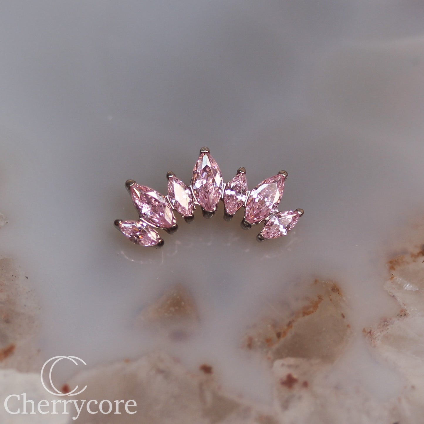Alternating Marquise Arc -Pink CZ- Threaded attachment