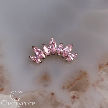Alternating Marquise Arc -Pink CZ- Threaded attachment