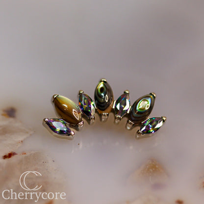 Natural Abalone Shell & Paradise Shine CZ Marquise Arc- Threaded attachment