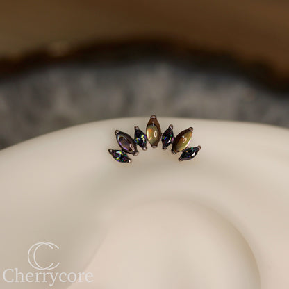 Natural Abalone Shell & Paradise Shine CZ Marquise Arc- Threaded attachment