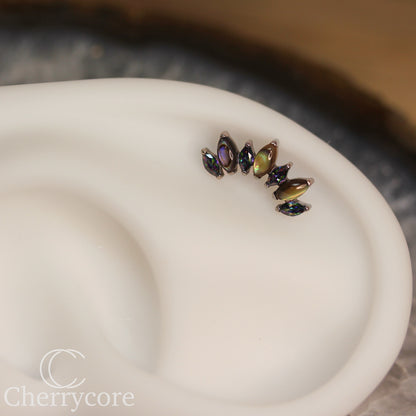 Natural Abalone Shell & Paradise Shine CZ Marquise Arc- Threaded attachment