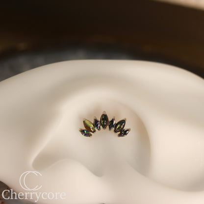 Natural Abalone Shell & Paradise Shine CZ Marquise Arc- Threaded attachment