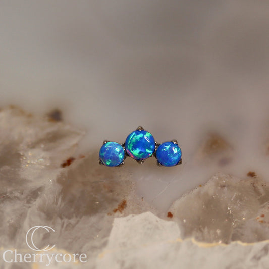 Prong Set Capri Blue Opal Mini Arc -  Titanium Threaded attachment