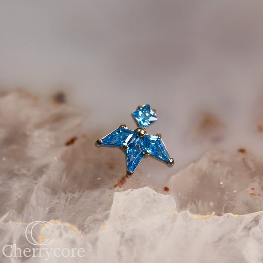 Lyra - Aqua CZ- Titanium Threaded attachment