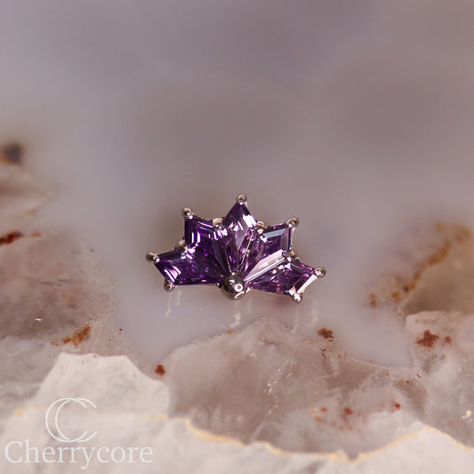 Kite Fan- Titanium-Amethyst CZ- Threaded attachment