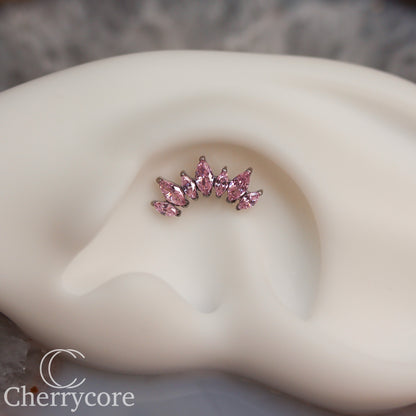 Alternating Marquise Arc -Pink CZ- Threaded attachment