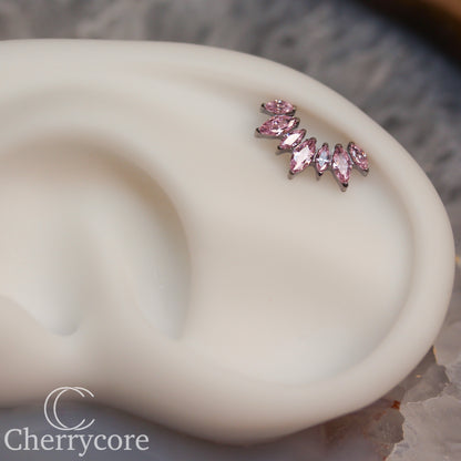 Alternating Marquise Arc -Pink CZ- Threaded attachment