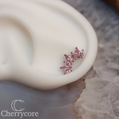 Alternating Marquise Arc -Pink CZ- Threaded attachment