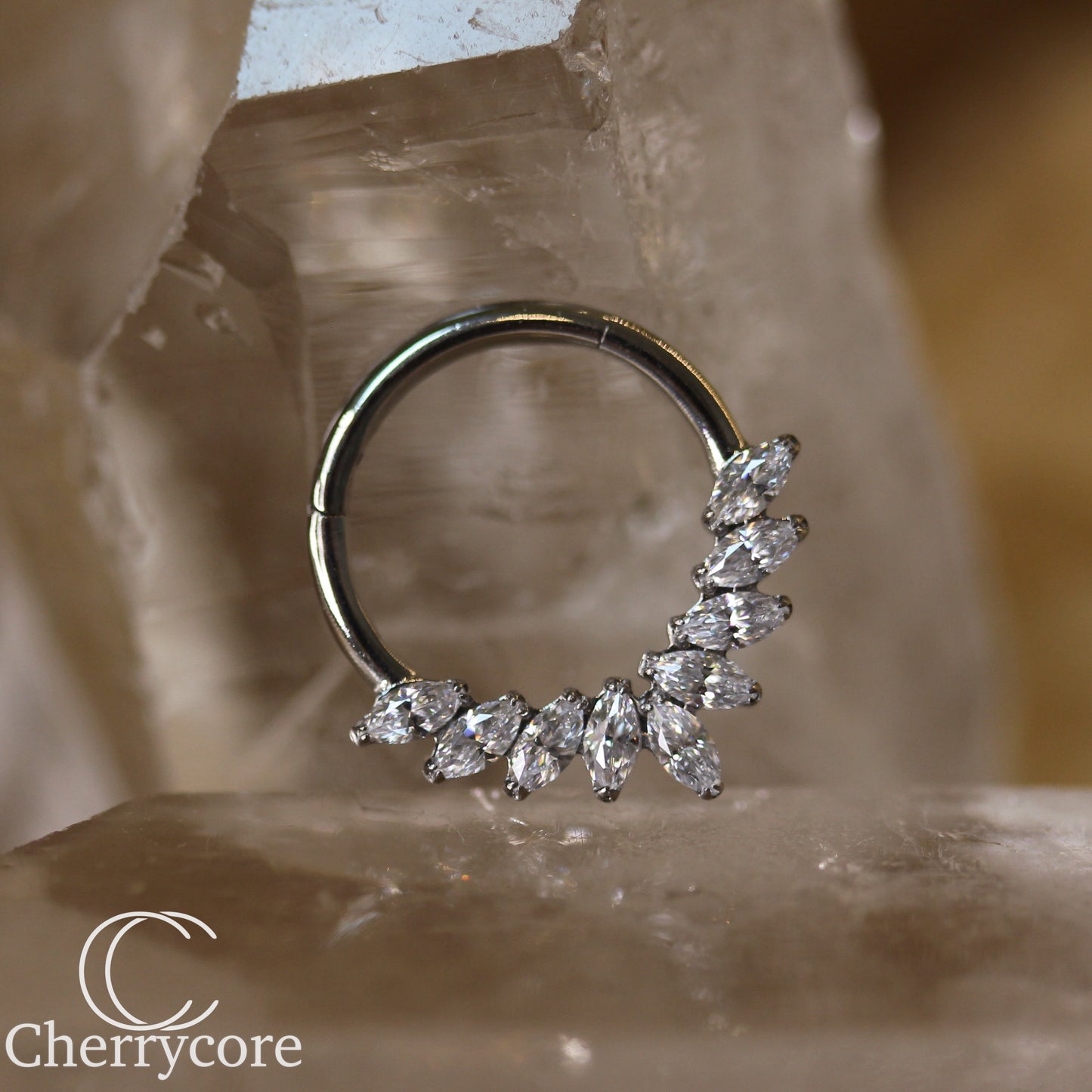 14kt Marquise Cluster CZ Hinge Rings