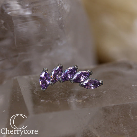 Titanium 5 Gem Marquise Arc- Amethyst CZ Threadless Attachment
