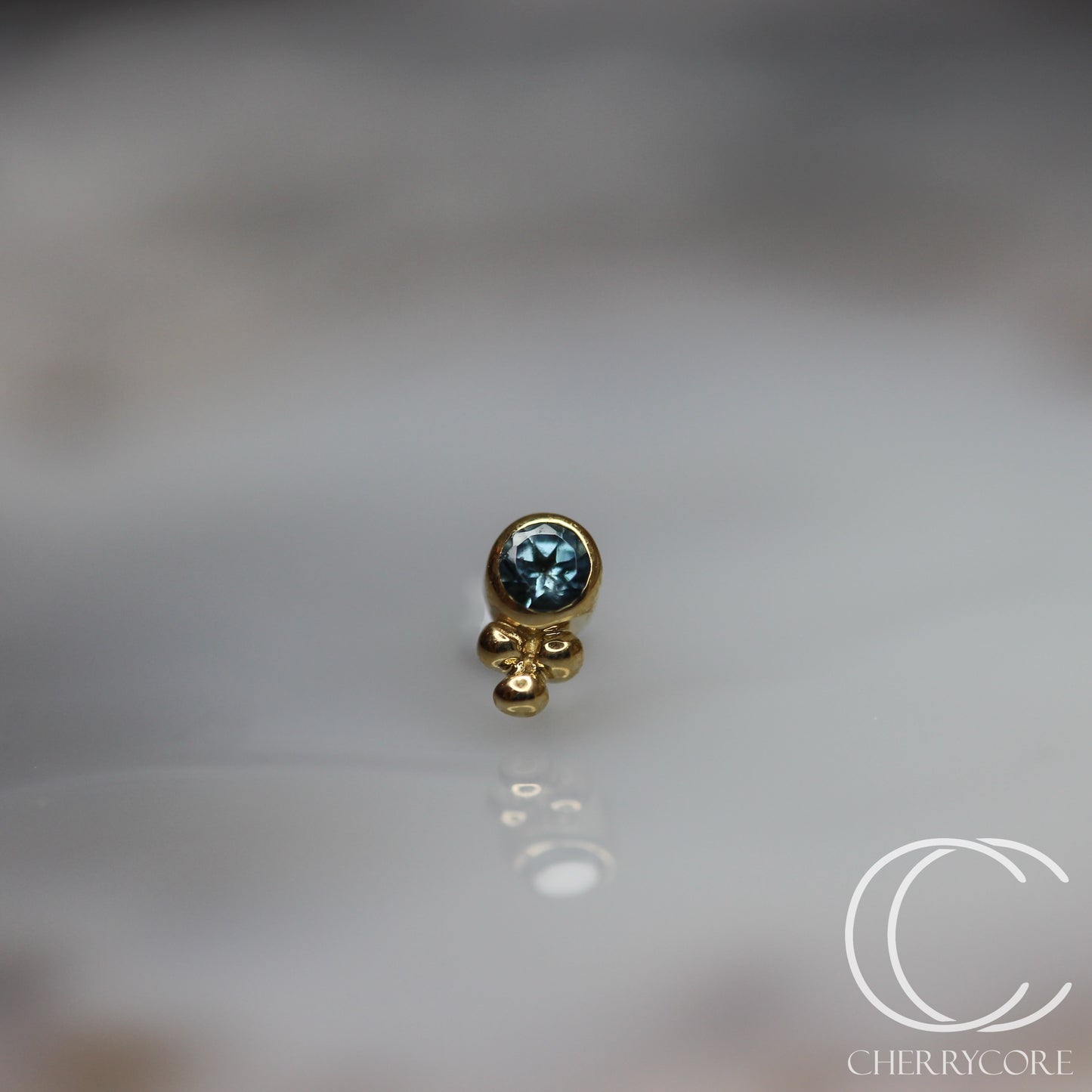 Genuine London Blue Topaz- Bezel Tribead Duo- Threadless Attachment