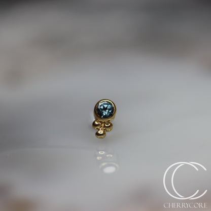 Genuine London Blue Topaz- Bezel Tribead Duo- Threadless Attachment