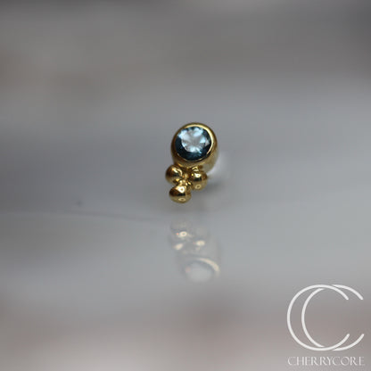 Genuine London Blue Topaz- Bezel Tribead Duo- Threadless Attachment